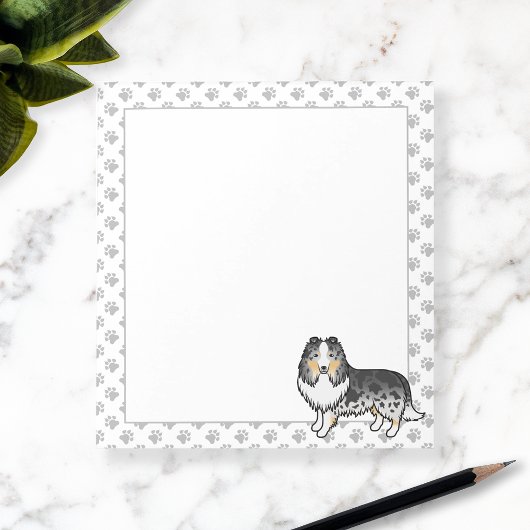 Bloc-note Bleu Merle Shetland Sheepdog Caricature Chien et P