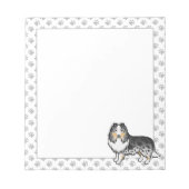Bloc-note Bleu Merle Shetland Sheepdog Caricature Chien et P (Devant)