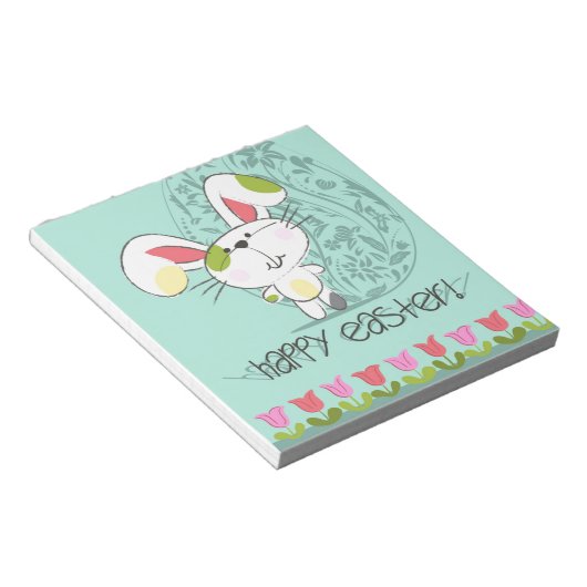 Bloc-note Bleu mignon Joyeux lapin de Pâques (Incliné)