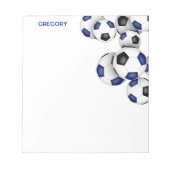 Bloc-note bleu noir ballon de football accent nom personnali (Devant)