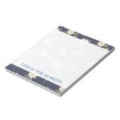 Bloc-note Bleu Nuit Blanc Floral Romantique  (Tourné)