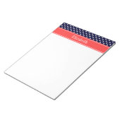 Bloc-note Bleu Nuit Blanc Points de Polka Corail Monogramme  (Incliné)