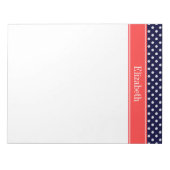 Bloc-note Bleu Nuit Blanc Points de Polka Corail Monogramme  (Devant)