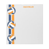 Bloc-note bleu orange équipe couleurs entraîneur de volley-b (Devant)