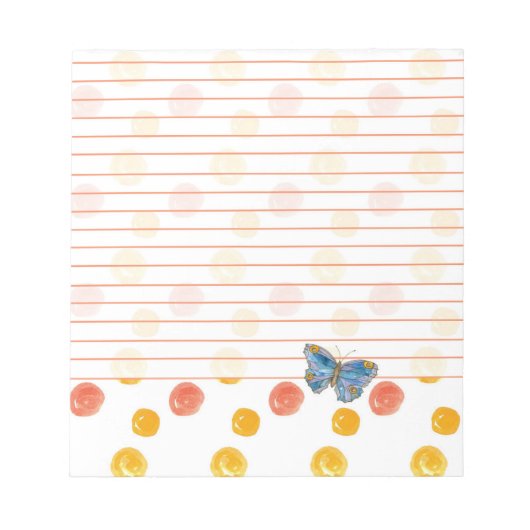 Bloc-note Bleu papillon Linked Orange Pois (Devant)