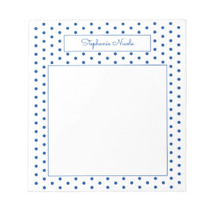 Bloc-note Bleu Polka simple point personnalisé mince bordur