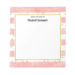 Bloc-note Bleu rose   Faux Gold Confetti