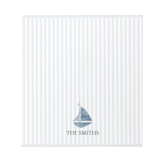 Bloc-note Bleu Sailboat Nautical Stripe (Devant)