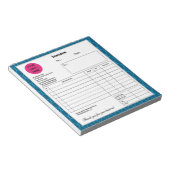 Bloc-note Bleu Sapphire Ligne Entreprise Note de facture (Incliné)