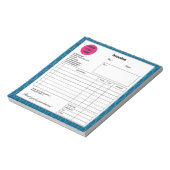 Bloc-note Bleu Sapphire Ligne Entreprise Note de facture (Tourné)