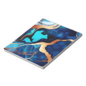 Bloc-note Bleu tendance en or faux marbre (Tourné)