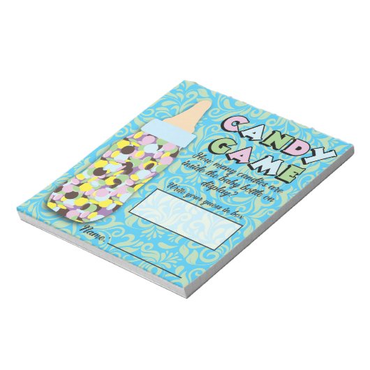 Bloc-note Bleu & Vert Bébé Bouteille Bonbon Guesser Jeu (Tourné)