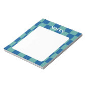 Bloc-note Bleu & Vert Carreaux Gras & Personnalisable (Tourné)