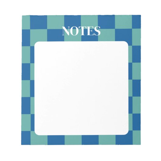 Bloc-note Bleu & Vert Carreaux Gras & Personnalisable (Devant)