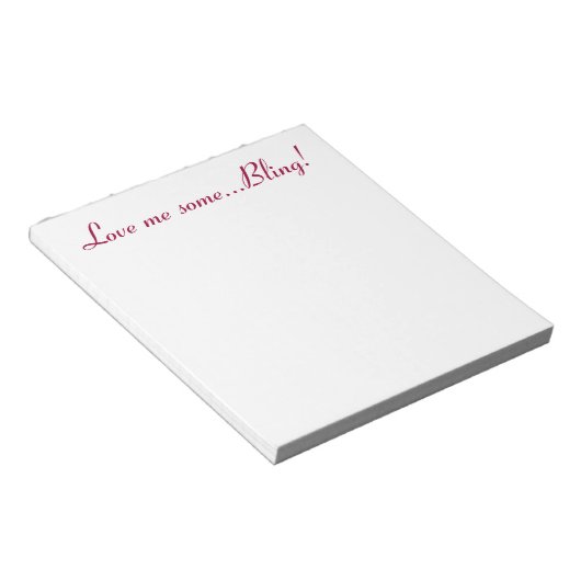Bloc-note Bling Love Shiny Sparkly Girly Bijoux (Incliné)