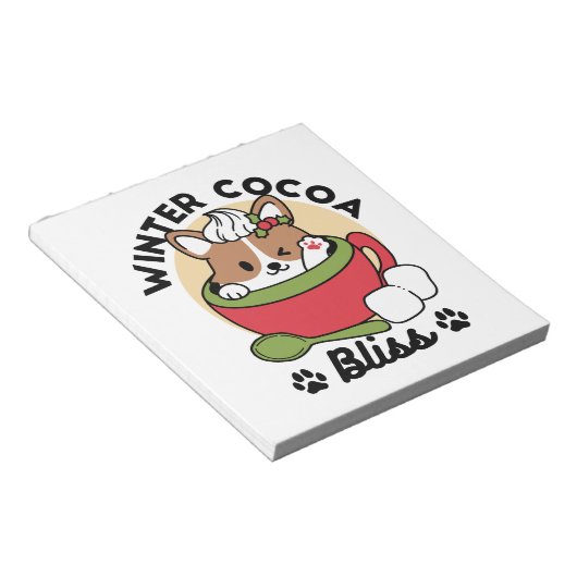 Bloc-note Bliss de cacao d'hiver - Chien mignon en mode Mug (Incliné)