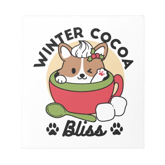 Bloc-note Bliss de cacao d'hiver - Chien mignon en mode Mug (Devant)