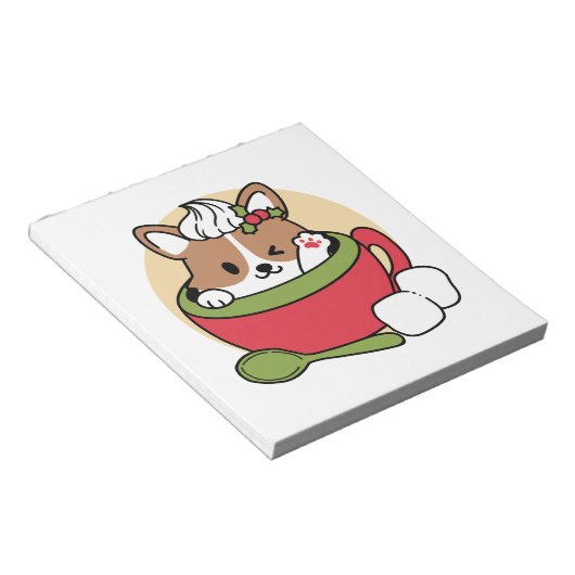 Bloc-note Bliss de cacao d'hiver - Chien mignon en mode Mug (Incliné)