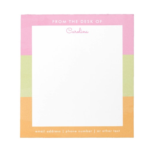 Bloc-note Bloc de couleurs aquarelle rose vert orange néon (Devant)