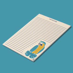Bloc-note Bloc de papier à lettres ligné avec Ara macao bleu