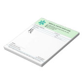 Bloc-note Bloc de prescription médicale RX – Vert Menthe (Tourné)