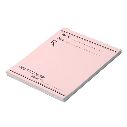 Bloc-note Bloc de prescription Rx – Écrivez vos propres note (Tourné)