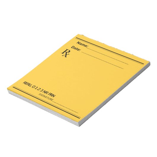 Bloc-note Bloc de prescription Rx – Écrivez vos propres note (Tourné)