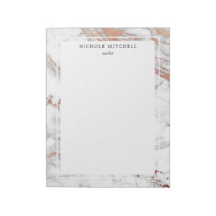 Bloc-note Bloc - notes de marbre simple de blanc et d'or