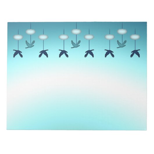 Bloc-note Bloc-notes, Mignons Oiseaux Bleus & Nuages de Prin (Devant)