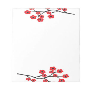 Bloc-note Bloc - notes rouge de fleurs de cerisier