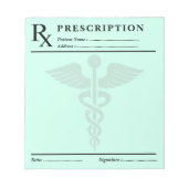 Bloc-note Bloc ordonnance RX modifiable Caducée de médecin (Devant)