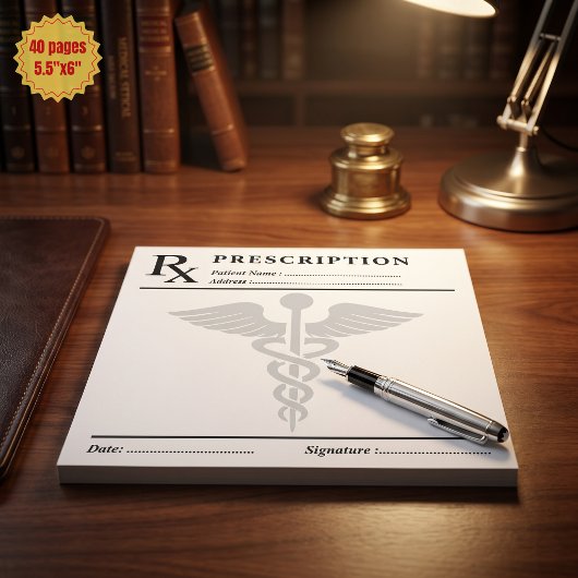 Bloc-note Bloc RX ordonnance modifiable Caducée de docteur 