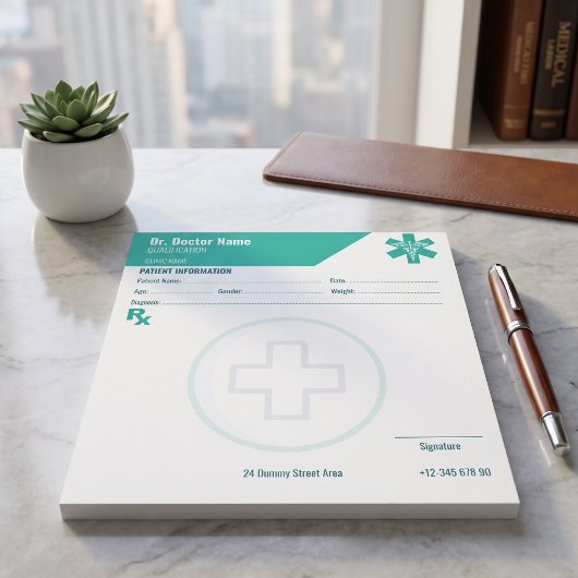 Bloc-note Bloc RX personnalisé sarcelle Prescription Médical
