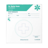 Bloc-note Bloc RX personnalisé sarcelle Prescription Médical (Devant)