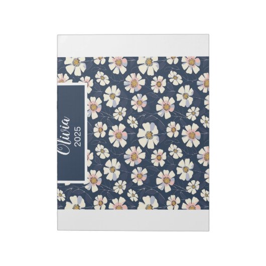 Bloc-note Blue and Floral Pattern (Tourné)