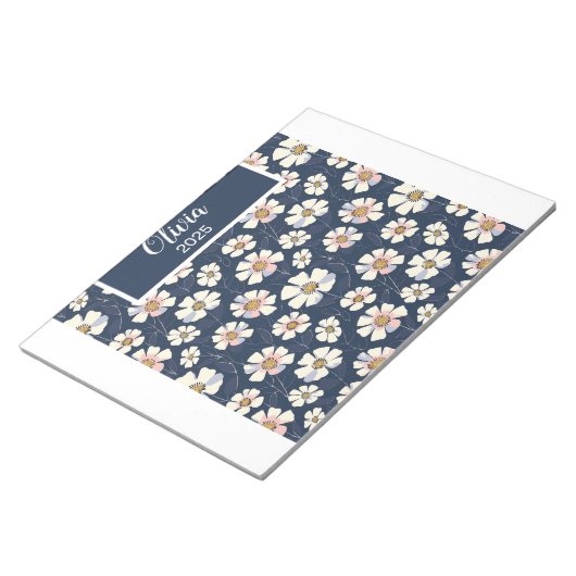 Bloc-note Blue and Floral Pattern (Incliné)