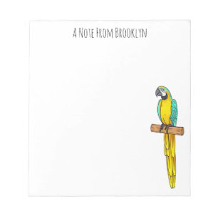 Bloc-note Blue-and-yellow macaw bird cartoon illustration