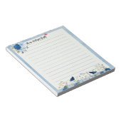 Bloc-note Blue Beige Floral Heart Custom Name Notepad (Incliné)