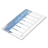 Bloc-note Blue Brushstroke Gold Confetti Planificateur hebdo (Incliné)