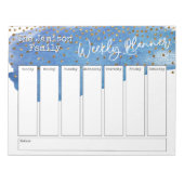 Bloc-note Blue Brushstroke Gold Confetti Planificateur hebdo (Devant)