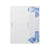 Bloc-note Blue Chinoiserie Weekly Planner Notepad (Tourné)