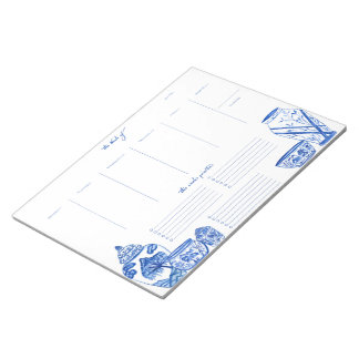 Bloc-note Blue Chinoiserie Weekly Planner Notepad