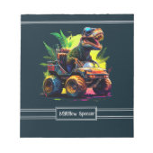 Bloc-note Blue Cute T-Rex équitation Monster Camion Dinosaur (Devant)