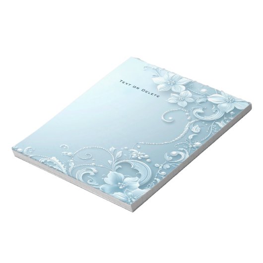 Bloc-note Blue Decorative Floral Notepad (Tourné)