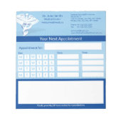 Bloc-note Blue Design White 3D Caduceus Rendez-vous Médicale (Devant)