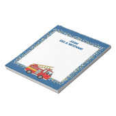 Bloc-note Blue FirefIghter Fire Truck personnalisé Mitzvah (Tourné)