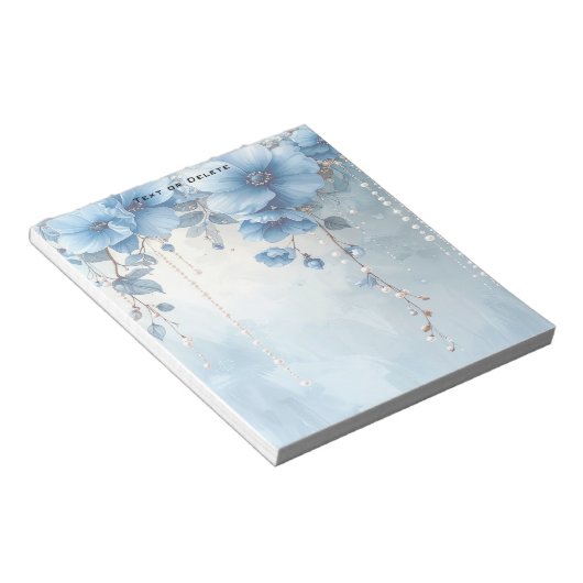Bloc-note Blue Flowers and Pearls Notepad (Incliné)