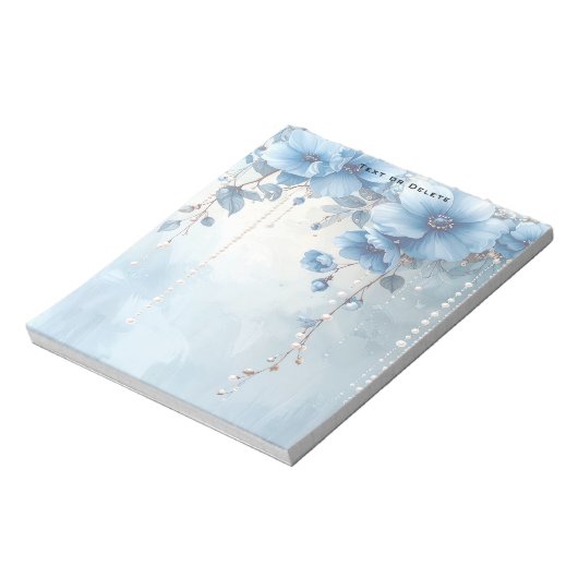 Bloc-note Blue Flowers and Pearls Notepad (Tourné)