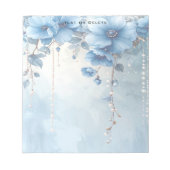 Bloc-note Blue Flowers and Pearls Notepad (Devant)