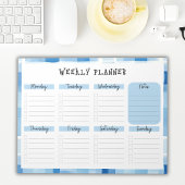 Bloc-note Blue Gingham Border, Undated Weekly Planner